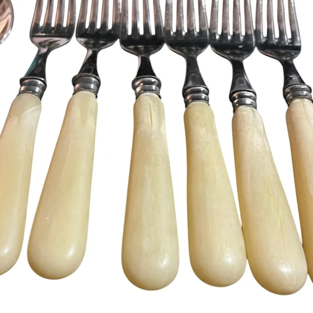 Rare Jean Dubost Laguiole French Flatware 20pc Set Marbled Handles Mixed Designs